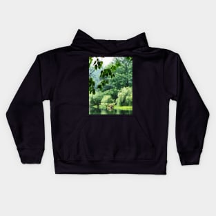 Summer - Weeping Willow in the Mist Kids Hoodie